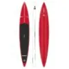 SIC Maui Bullet 14' inflatable in red with black pad front, side, and bottom view.