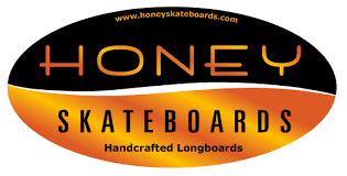 Honey Skateboards logo in black and orange.