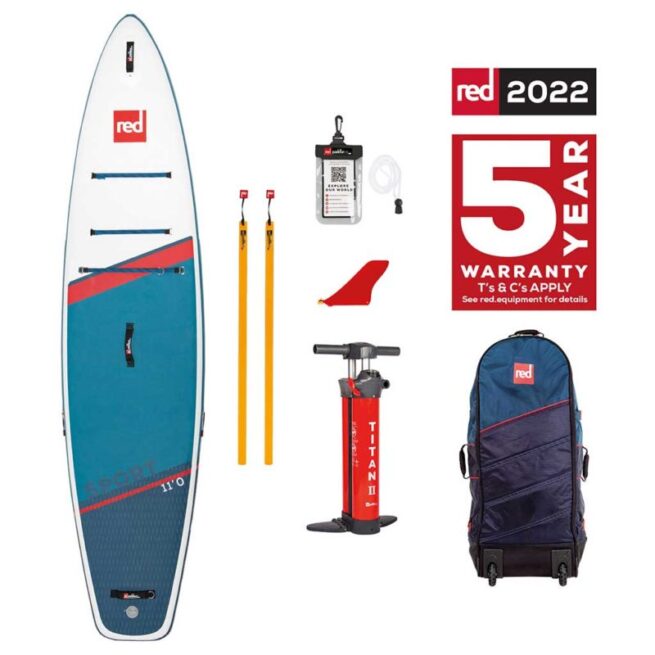 The Red Paddle Co Sport 11'0" and accessories. Available at Riverbound Sports paddle shop in Tempe, Arizona.