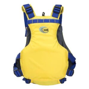 MTI Destiny womens PFD in lemon yellow back view..