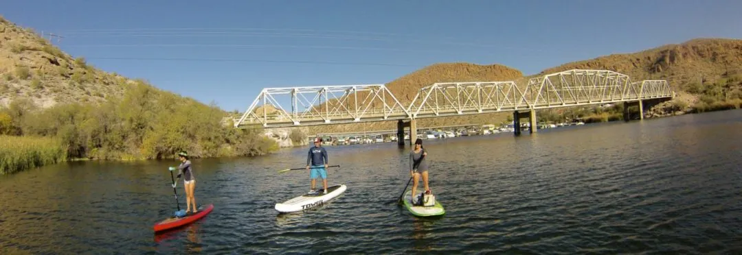 Paddleboards on Canyon Lake just outside Phoenix, Arizona. 