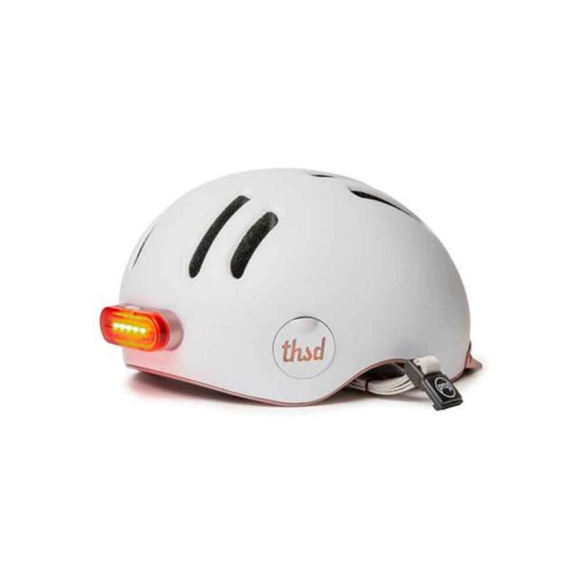 Thousand Helmets Chapter Series MIPS helmet in White with magnetic LED light..