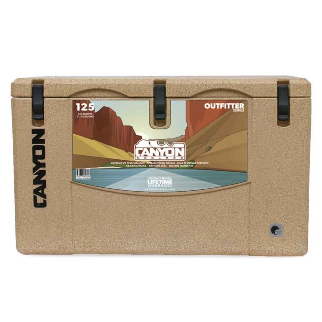 The 125 Canyon Cooler in front view in sandstone color.