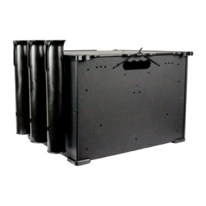 YakAttack BlackPak Kayak Fishing Crate in black with 3 fishing rod holders.