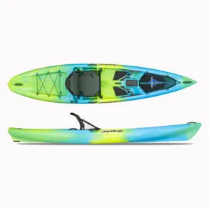 Liquidlogic Kiawah 12 kayak from top and side view in sublime color at Riverbound Sports.