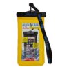 Yellow waterproof smartphone pouch with strap.