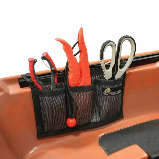 Native Watercraft tools in organizer pouch on kayak. Available at Riverbound Sports in Tempe, Arizona.