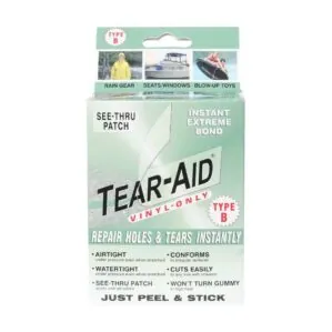 Tear-Aid Type B fabric repair patch packaging. Available at Riverbound Sports Paddle Company in Tempe, Arizona.