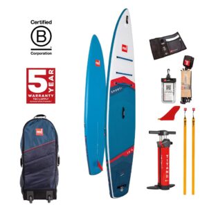 Red paddle board 12'6" X 30" Sports+ and accessories for water sports. Available at Riverbound Sports in Tempe, Arizona.