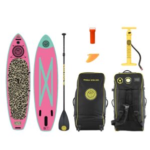 SOL Paddleboards SOLlynx Pink SUP paddleboards, paddle, pump, fin, safety kit, backpack. Available at Riverbound Sports.