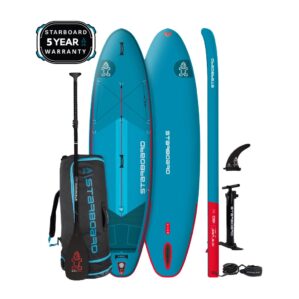 Starboard Inflatable Deluxe lite All Around SUP boards with accessories package. Available at Riverbound Sports in Tempe, Arizona.