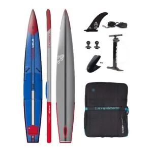 Starboard SUP Airline Sprint Inflatable 14'0" x 24" stand-up paddleboards and accessories displayed. Available at riverbound Sports in Tempe, Arizona.