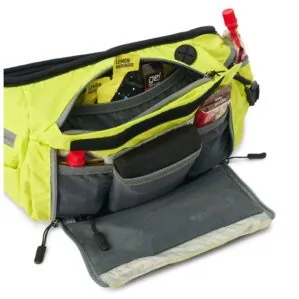 Crazy yellow USWE hydration hip pack with hose. Available at Riverbound Sports in Tempe, Arizona.