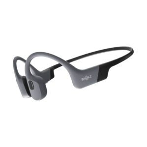 Shokz Openwater PRO waterproof grey bone conduction wireless headphones. Available at Riverbound Sports.
