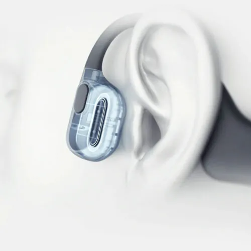 Transparent hearing aid on human ear