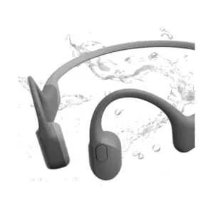 Shokz OpenRUN Grey bone-conduction headphones. Available at Riverbound Sports.