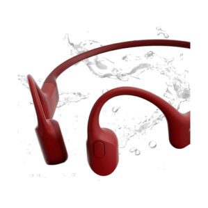 Shokz OpenRUN Red bone-conduction headphones. Available at Riverbound Sports.