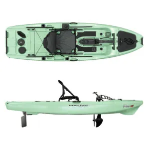 Native Watercraft SlayerMAX 10 LTE split view in andos green color at Riverbound Sports.