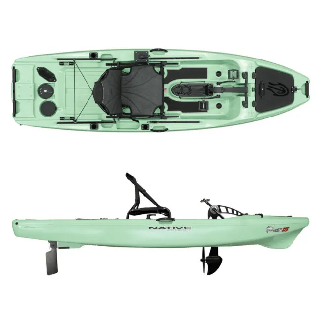 Native Watercraft SlayerMAX 10 LTE split view in andos green color at Riverbound Sports.