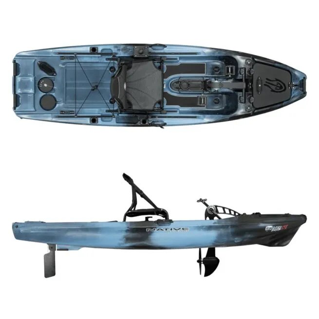 Native Watercraft SlayerMAX 10 LTE split view in wavestrike color at Riverbound Sports.