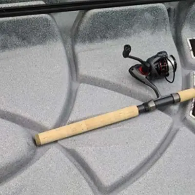 Fishing rod with reel inside boat