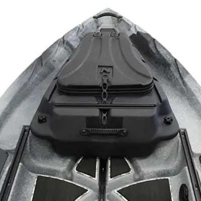 Close-up of kayak&#039;s front storage hatch