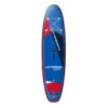 Red and blue Starboard 4-in-1, windsurf, stand-up paddleboard isolated on white.