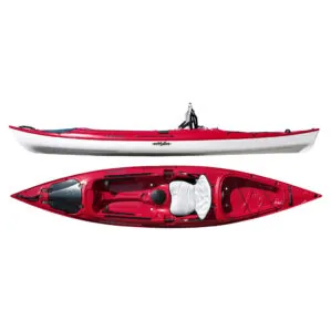 Red kayak with internal and external views