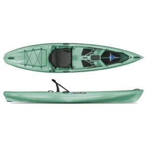 Liquidlogic Kiawah 12 kayak from top and side view in sage color at Riverbound Sports.