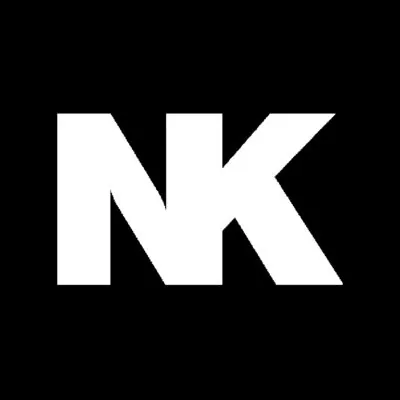 Black NK initials logo on white background