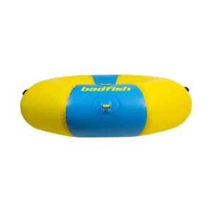 Yellow and blue Badfish branded river tube at Riverbound Sports