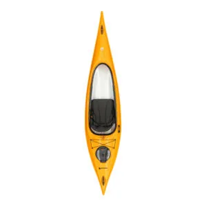 Yellow kayak isolated on white background overhead view