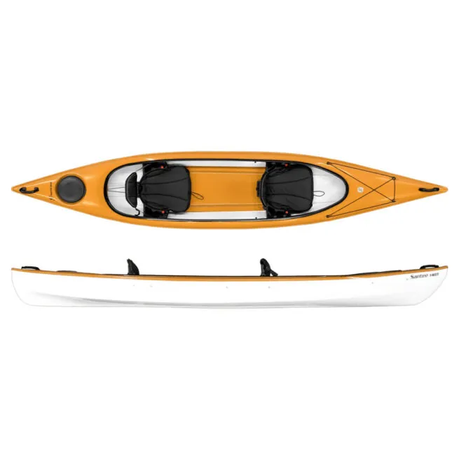 Mango tandem kayak by Hurricane Kayak' side and top image at Riverbound Sports