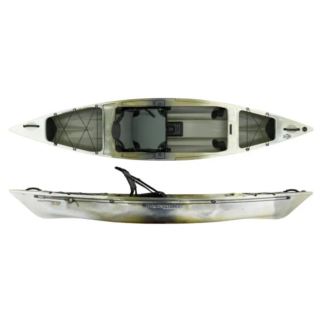 Hidden Oak Native Ultimate FX 12 kayak viewed from top and side at Riverbound Sports.